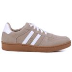 Tênis Essence Feminino em Couro Mr Gutt com Listras - Ref. 2201- Camurça Nude