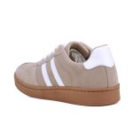 Tênis Essence Feminino em Couro Mr Gutt com Listras - Ref. 2201- Camurça Nude