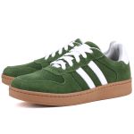 Tênis Essence Feminino em Couro Mr Gutt com Listras - Ref. 2201- Camurça Verde