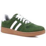 Tênis Essence Feminino em Couro Mr Gutt com Listras - Ref. 2201- Camurça Verde
