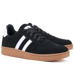 Tênis Essence Feminino em Couro Mr Gutt com Listras - Ref. 2201-Preto Camurça 