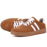 Tênis Essence Feminino em Couro Mr Gutt com Listras - Ref. 2201- Camurça Caramelo