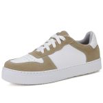 Tênis Rafah Feminino em Couro Mr Gutt Branco/caramelo - Ref. 2200 branco/caramelo