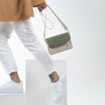 Bolsa Stella Tiracolo Mr. Gutt em Couro Legítimo Off White / Verde Croco- Ref-B-815-Off White / Verde Croco