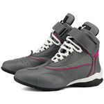 Bota Feminina De Treino Mr. Gutt Couro Cinza Com Rosa - Ref. 005 Cza/Rsa