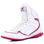 Bota De Treino Musculação Mr Gutt Branco Com Rosa - Ref 007 Bco/Rosa