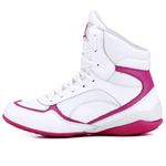 Bota De Treino Musculação Mr Gutt Branco Com Rosa - Ref 007 Bco/Rosa