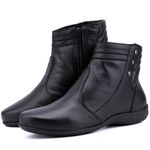 Bota Rasteira De Couro Cano Curto Preto - Ref. 1703 Pto