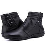 Bota Rasteira De Couro Cano Curto Preto - Ref. 1703 Pto