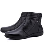 Bota Rasteira De Couro Cano Curto Preto - Ref. 1703 Pto