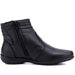 Bota Rasteira De Couro Cano Curto Preto - Ref. 1703 Pto