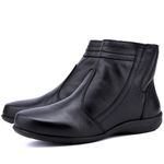 Bota Rasteira De Couro Cano Curto Preto - Ref. 1803 Pto