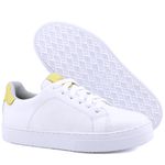 Tênis Sophia Casual Feminino em Couro Mr Gutt - Ref. 2401 Branco/Amarelo