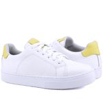 Tênis Sophia Casual Feminino em Couro Mr Gutt - Ref. 2401 Branco/Amarelo