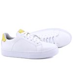 Tênis Sophia Casual Feminino em Couro Mr Gutt - Ref. 2401 Branco/Amarelo