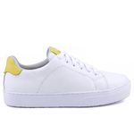 Tênis Sophia Casual Feminino em Couro Mr Gutt - Ref. 2401 Branco/Amarelo