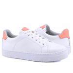 Tênis Sophia Casual Feminino em Couro Mr Gutt - Ref. 2401 Branco/Laranja