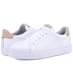 Tênis Sophia Casual Feminino em Couro Mr Gutt - Ref. 2401 Branco/Nude