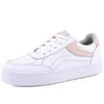 Tênis Pietra Casual Feminino em Couro Mr Gutt - Ref. 2601 Branco/Nude outlet da black 2024
