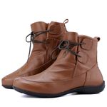 Bota Rasteira De Couro Cano Curto Chocolate - Ref. 2901 Chocolate