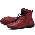 Bota Rasteira De Couro Cano Curto Bordô - Ref. 2901 Bordo