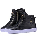 Bota Sneaker Casual Mr Gutt Em Couro Legí­timo Preto - Ref. 3012 Pto