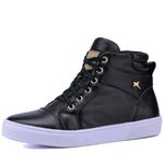 Bota Sneaker Casual Mr Gutt Em Couro Legí­timo Preto - Ref. 3012 Pto