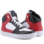Bota Sneaker Casual Mr Gutt Em Couro Legí­timo Preto Vermelho - Ref. 3014 Pto/Verm