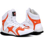 Bota Sporting Treino Fitness Mr. Gutt em Couro Branco Laranja - Ref. 510 Bco/Laranja