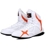 Bota Treiner Fitness Mr. Gutt em Couro Branco e Laranja - Ref. 610 Bco/Laranja