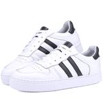 Tênis Isabella Feminino em Couro Mr Gutt com Listras - Ref. 2201-Branco/Preto