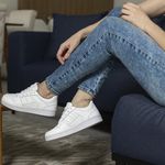 Tênis Melani Casual Feminino em Couro Legítimo - Ref. N3 Branco/Branco