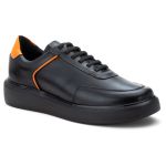 5512 Sapato Masculino Casual Milano Comfot Preto Laranja