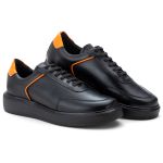 5512 Sapato Masculino Casual Milano Comfot Preto Laranja