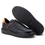 5512 Sapato Masculino Casual Milano Comfot Preto Laranja