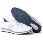 Sapato Loafer Elite Couro Premium Branco Chelsea