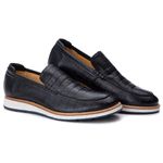 Loafer Elite Couro Premium Croco Preto