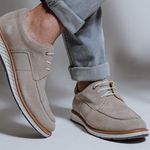 Sapato Loafer Elite Couro Premium Camurça Bege