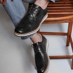 Sapato Loafer Elite Couro Premium Preto Chelsea
