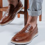 Loafer Elite Couro Premium Croco Castor 