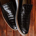 Loafer Elite Couro Premium Croco Preto