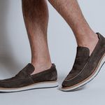 Loafer Elite Couro Premium Camurça Grafite