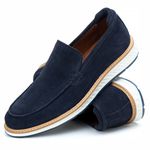 Loafer Elite Couro Premium Camurça Marinho