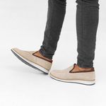 Sapato Masculino Elite Couro Premium Camurça Areia