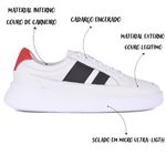 Tenis Masculino Confort Branco-Preto-Vermelho Porto Branco