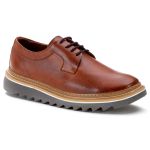 Sapato Masculino Derby Tratorado Couro Roma Premium Liso Castor