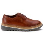 Sapato Masculino Derby Tratorado Couro Roma Premium Liso Castor