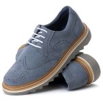 Sapato Masculino Tratorado Dubay Em Couro Azul