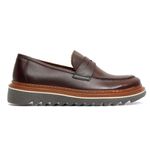 Sapato Masculino Loafer Tratorado Couro Roma Premium Liso Cafe