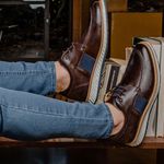 Sapato Loafer Elite Couro Premium Café Chelsea 